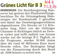 Hannoversche Allgemeine Zeitung vom 22.09.2004