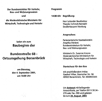 Einladung zum Baubeginn der Ortsumgehung Bersenbrück