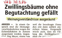 Meinungsverstaendnisse endlich ausgeraeumt ! (aus Verdener Aller-Zeitung vom 20.03.2004)