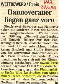Meldung Hannoversche Allgemeine Zeitung vom 30.04.1997