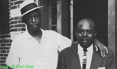 H E N R Y   B R O W N with his friend, the guitar-player Henry Townsend, St. Louis, 1960; source: Paul Oliver: Blues off the Record - Thirty Years of Blues Commentary.- Tunbridge Wells (The Baton Press), 1984,<br>photo pages between pp. 138 & 139; photographer: Paul Oliver
