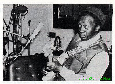 Johnny Embry in session for Razor Records at Sound Studios, Chicago; source: Living Blues # 41 (Nov-Dec 1978), p. 38; photographer: Jim O'Neal; click to enlarge!