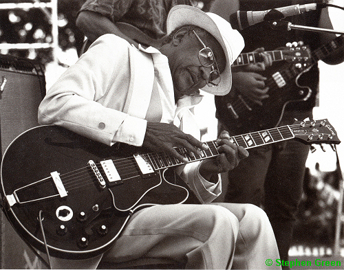 H O M E S I C K   J A M E S; source: Laurence J. Hyman (ed.), Stephen Green (photographer): Going to Chicago - A Year on the Chicago Blues Scene.- San Francisco (Woodford Publishing) 1990, p. 67; photographer: Stephen Green
