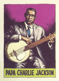 P A P A   C H A R L I E   J A C K S O N; Robert Crumb's 'Heroes Of The Blues' card # 25, front side