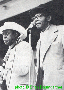 B I G   S M O K E Y   S M O T H E R S and Floyd Jones at 3rd Annual Chicago Blues Festival, 6-8 June, 1986; source: Juke Blues #6 (Autumn 1986), p. 21; photographer: Brian Baumgartner