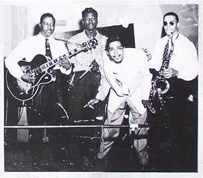 Eddie Taylor, 'T.J.', Little Johnny Jones, Boyd Atkins, prob. mid-1950s; source: Back cover of Alligator AL 4717 ('Photos courtesy Letha Jones'); a bit photoshop treated by Stefan Wirz