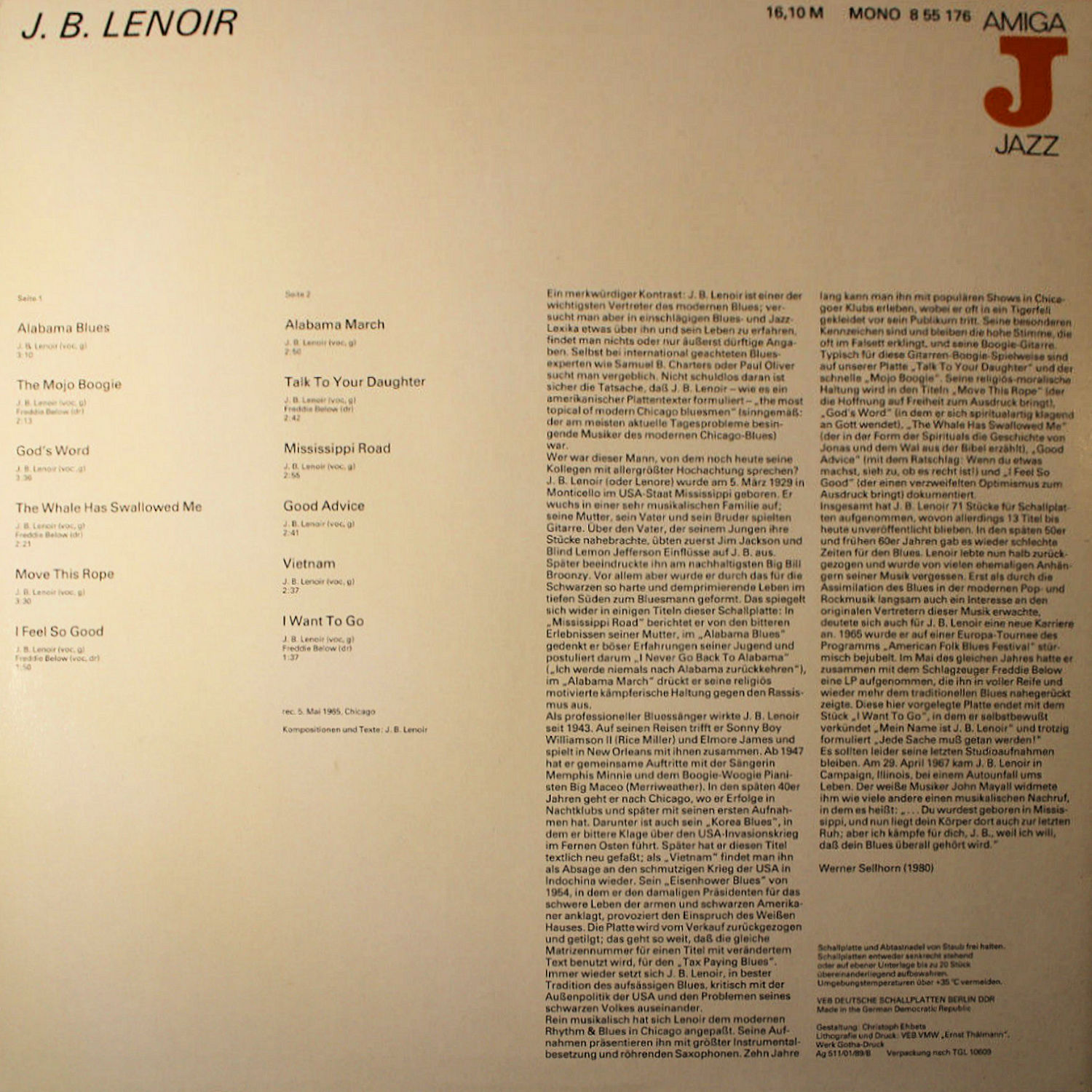 Illustrated J.B. Lenoir discography