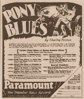 July 27, 1929 advertisement for Paramount 12792 in The Chicago Defender; source: Samuel Charters: The Bluesmen - The story and the music of the men who made the Blues.- New York (Oak Publications) 1967, p. 45