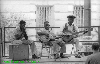 Percy Randolph, Willie Thomas, and Babe Stovall; source: Michael P. Smith: New Orleans Jazz Fest, A Pictoral History.- Gretna 1991, p. 31; click to enlarge!