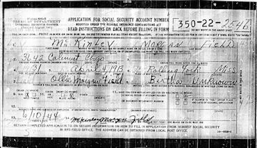 Muddy Waters' June 10, 1944 Social Security application form
