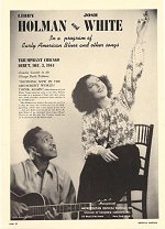 1945 Metropolitan Musical management ad for Josh White, with a photo of him and Libby Holman; click to enlarge!
